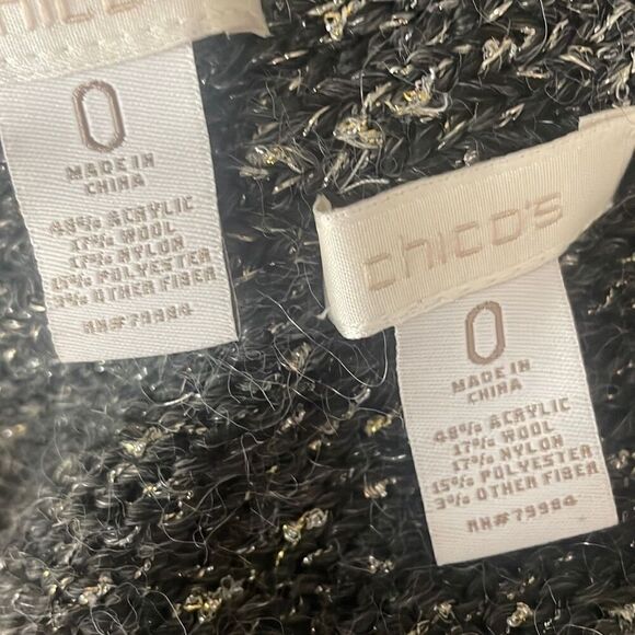 Chico's Metallic Knitted Wool Blend Sweater Twinset Tank Top, Cardigan 0 Gray, S - Picture 10 of 11